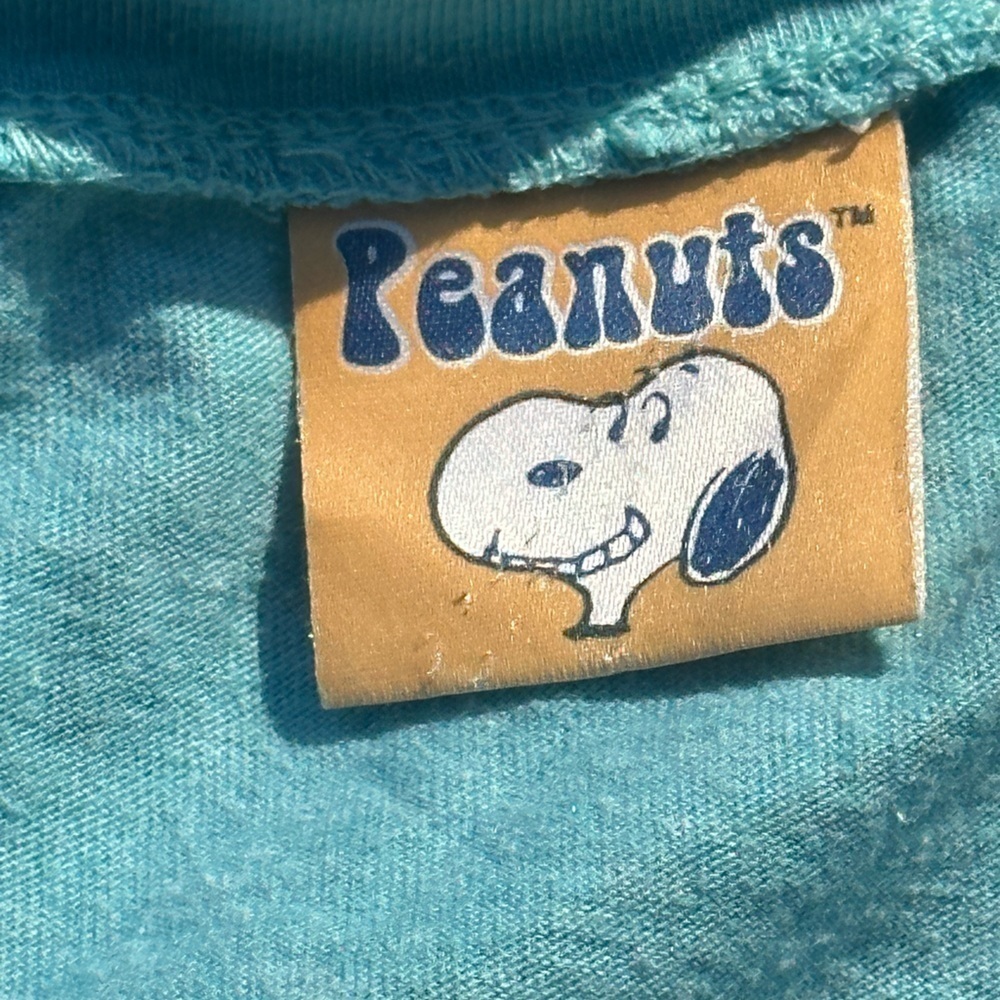 2011 Peanuts Snoopy Graphic Logo Pure Genius Turquoise Short Sleeve Women Large - Picture 4 of 5